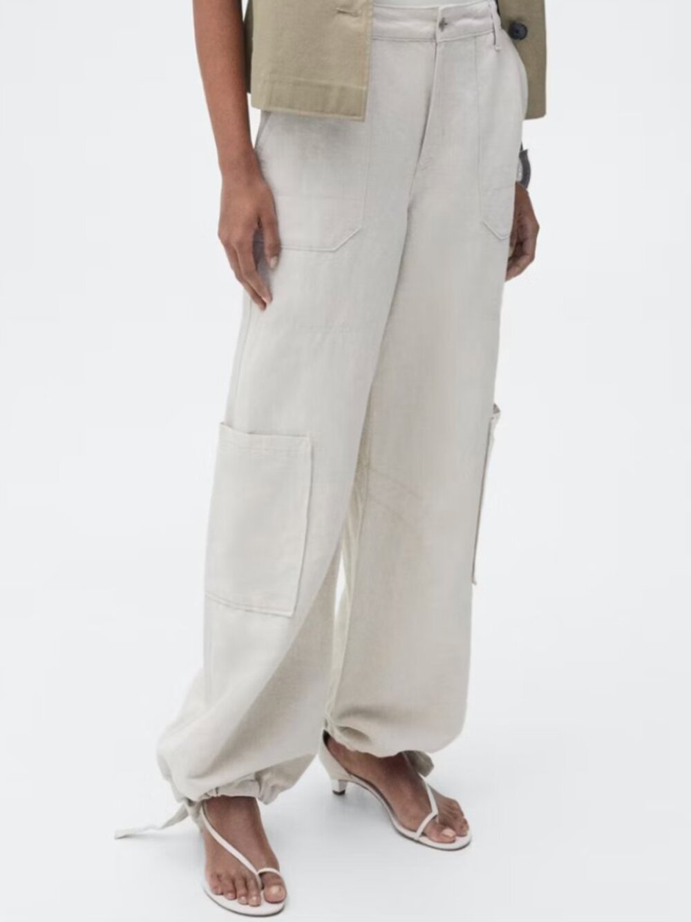 NWT Mango Linen cargo pants with puffed hem